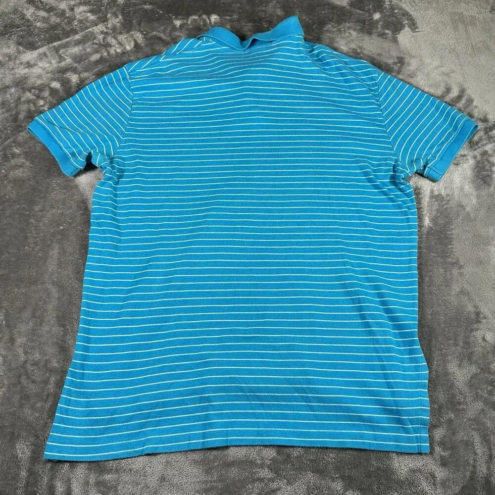 Polo Ralph Lauren Polo Shirt Mens Large Blue‎ Striped Collard Embroidered Golf